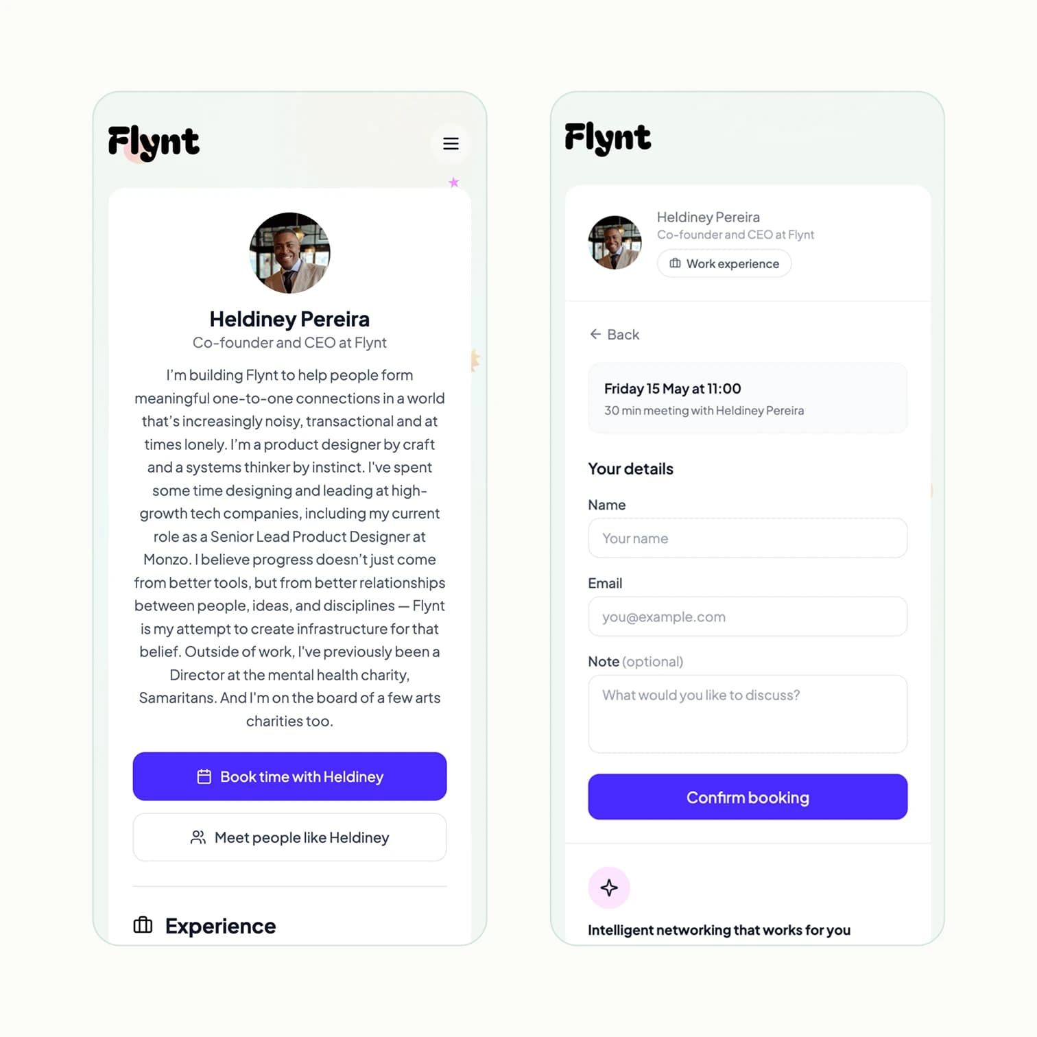 Public profile with booking page