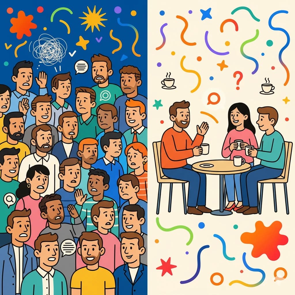 LinkedIn vs Flynt: Crowded room versus a great chat over a coffee