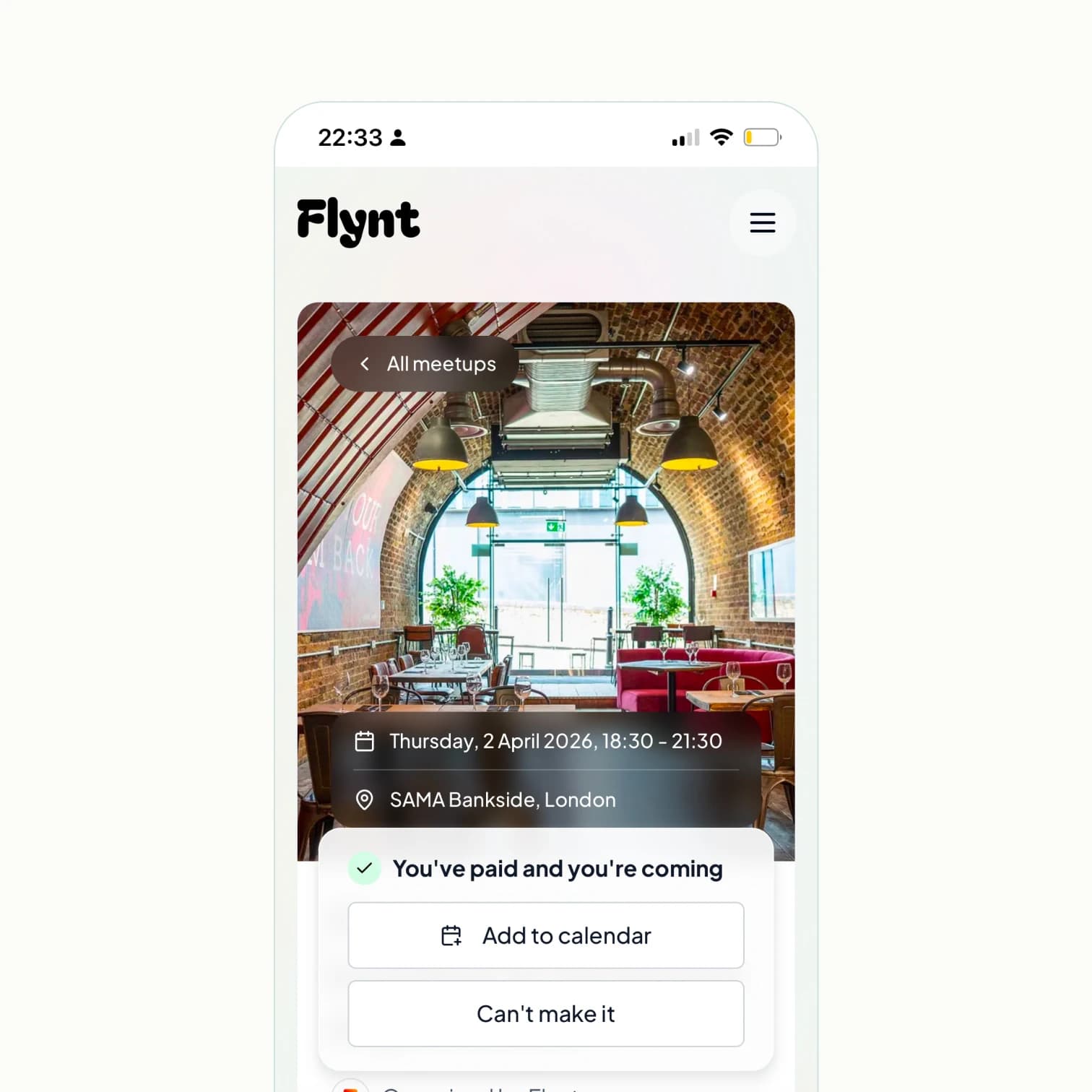 Screenshot of the in-person meetup on the Flynt website
