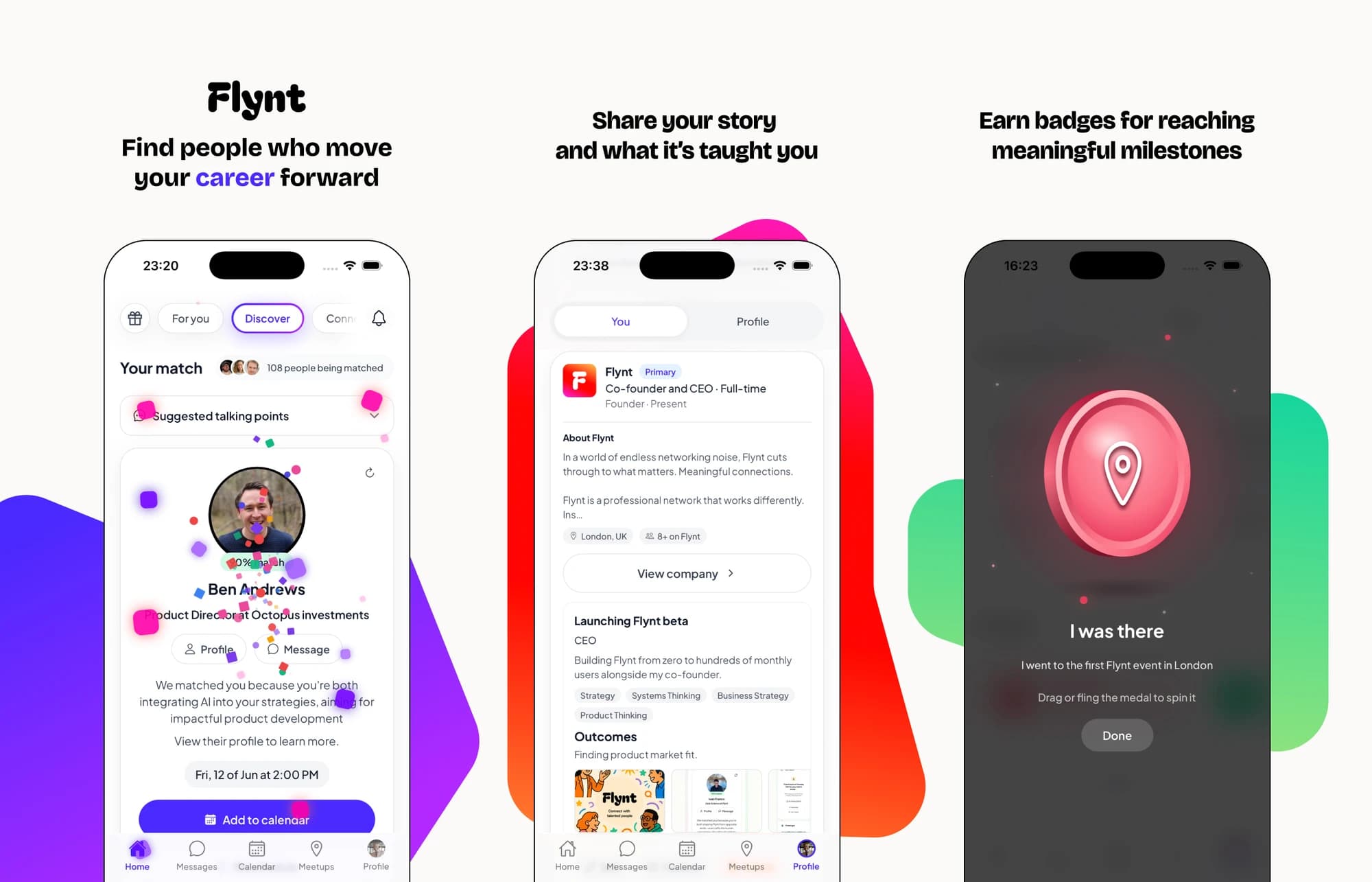 Screenshots of Flynt's iOS app